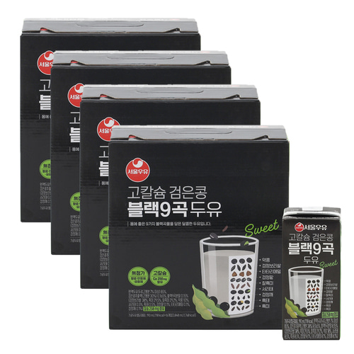 서울우유 고칼슘 검은콩 블랙9곡 두유 190ml 64팩-칼슘250mg 식물성 단백질 함유