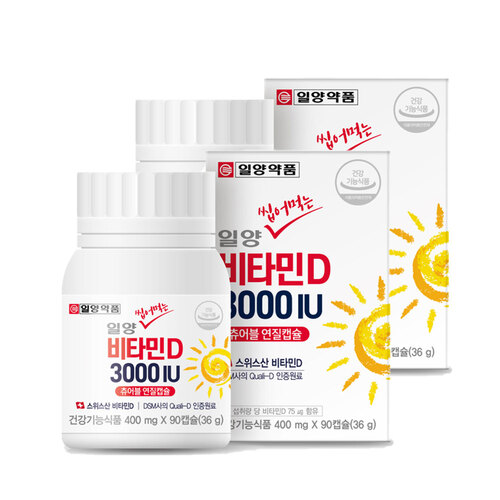 일양약품 씹어먹는 비타민D 3000IU 400mg 180캡슐(6개월)-뼈건강
