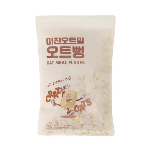미친오트밀 오트뻥 100g 1봉-국산 귀리 현미 무설탕 뻥튀기 과자 어르신간식
