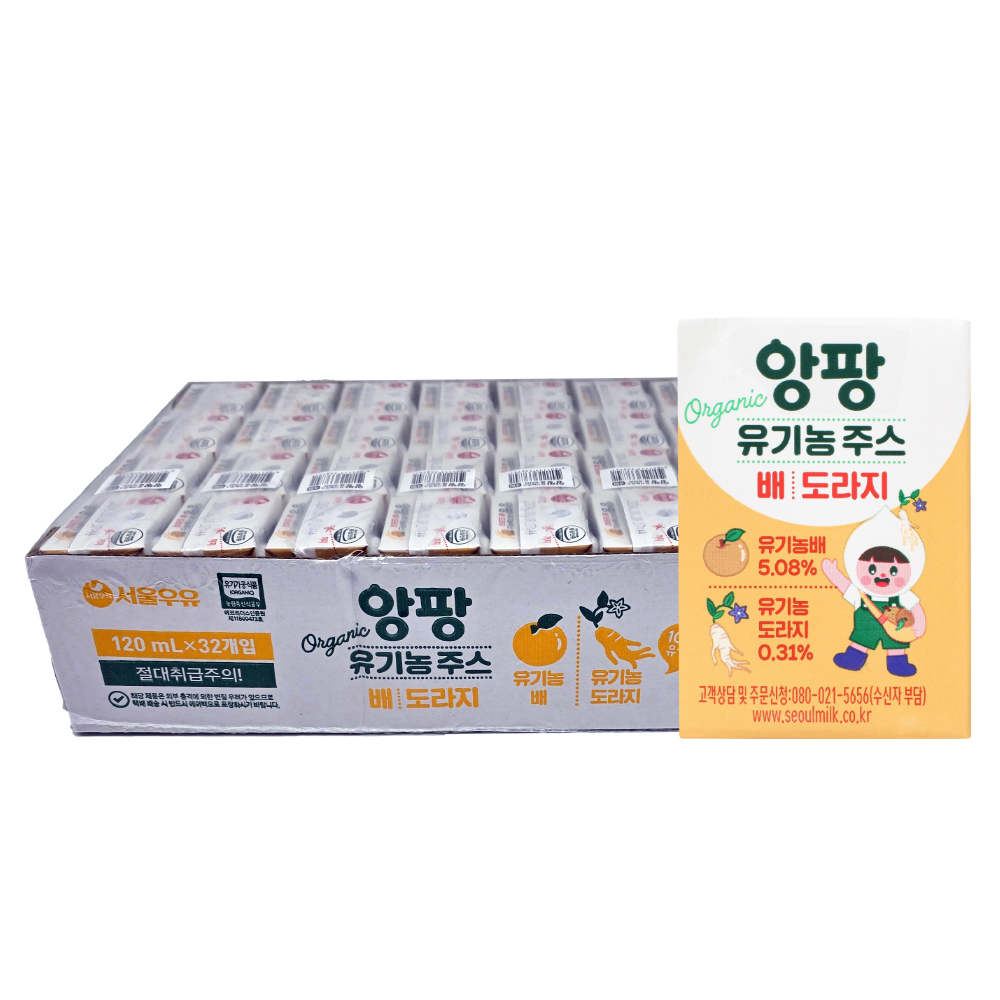 서울우유 앙팡 유기농 배도라지 주스 120ml 32팩-과채주스 야채주스